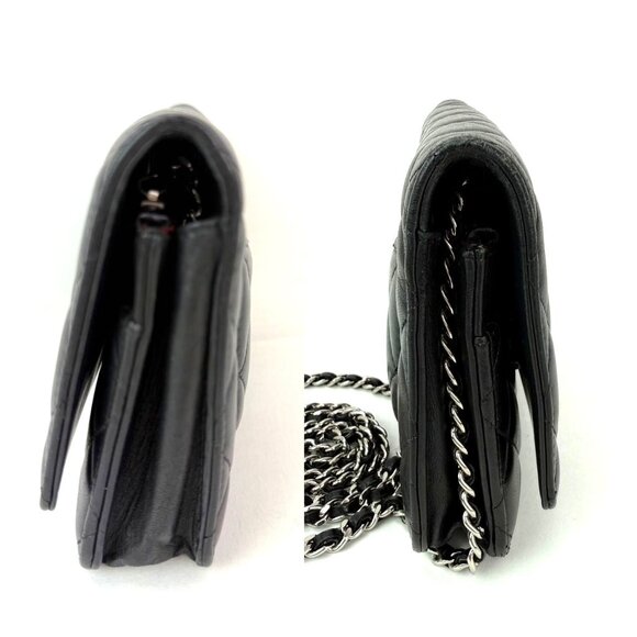 Chanel Black Quilted Smooth Lambskin Wallet on a Chain Clutch Bag - Picture 7 of 14